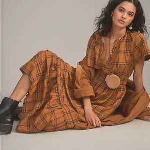 Maeve Anthropologie Extra Large NWT Maize Somerset Maxi Dress Plaid